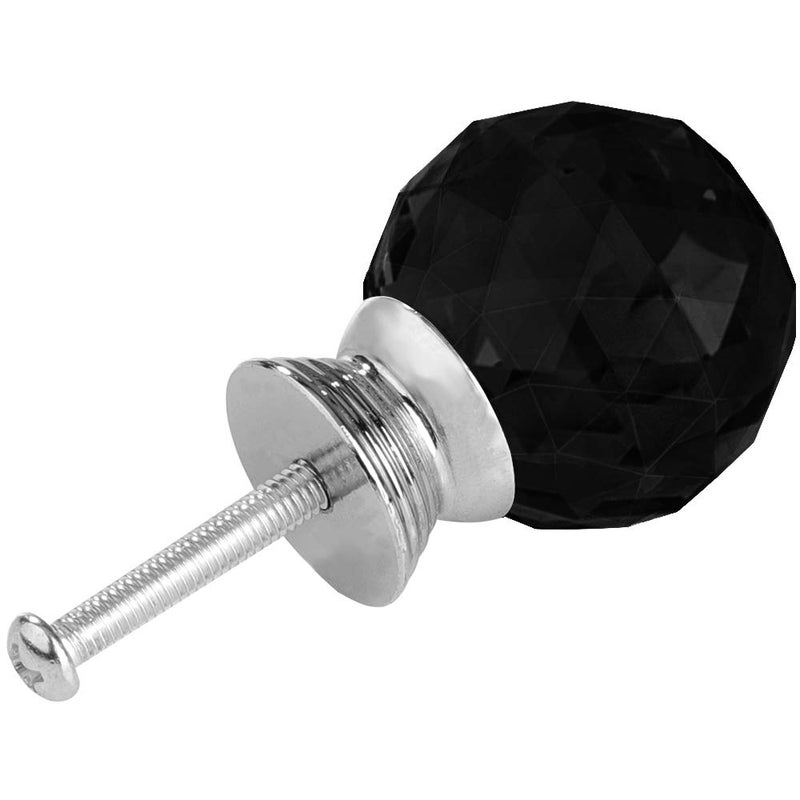 ANJUU 12 Pcs 30mm Round Shape Crystal Glass Cabinet Knobs with Screws Drawer Knob Pull Handle Used for Kitchen, Dresser, Door, Cupboard(Black) - Image 3